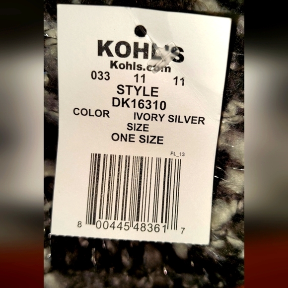 One size fit all DK Ivory Silver Kohl's Scarf - Picture 2 of 5